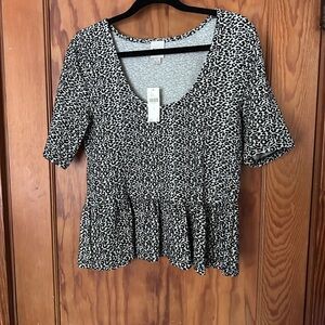 Maeve Leopard Print Peplum Top L